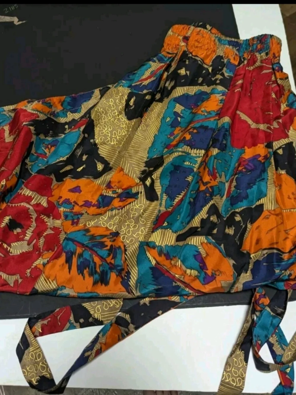 Rafaella Multicolor Metallic 100% Silk Romantic Floral Skirt Med - Picture 5 of 7